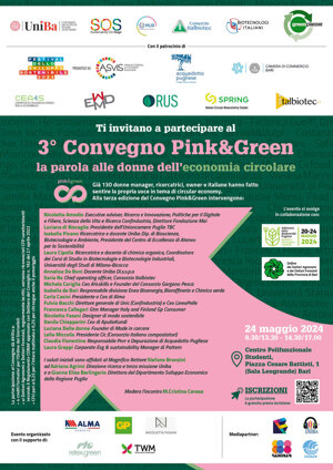 Oggi, 24.5,  Bari si colora di Pink&Green con il convegno dedicato alle donne dell’economia circolare